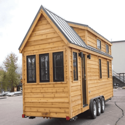 DONJOHNSTYLE4URHOME Wood-Exterior Tiny Home on Wheels, Brown