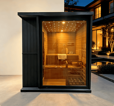 DONJOHNSTYLE4URHOME 4-Person Hemlock Sauna with 9kW Heater, Black