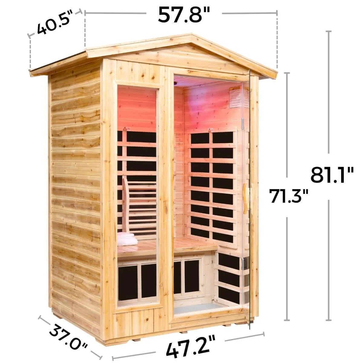 Garner-902Vs 2 Person Outdoor Far Infrared Sauna (Enhanced with Red Light Therapy)