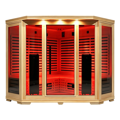 Blisspod Vienna RED 4–5 Person Full-Spectrum Infrared Corner Sauna