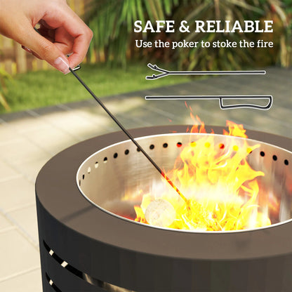 Athenas Decor Round Wood-Burning Fire Pit with Ash Tray & Poker