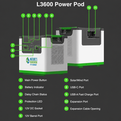 Nature's Generator L3600 Solar & Wind Generator Bundle, 3600W