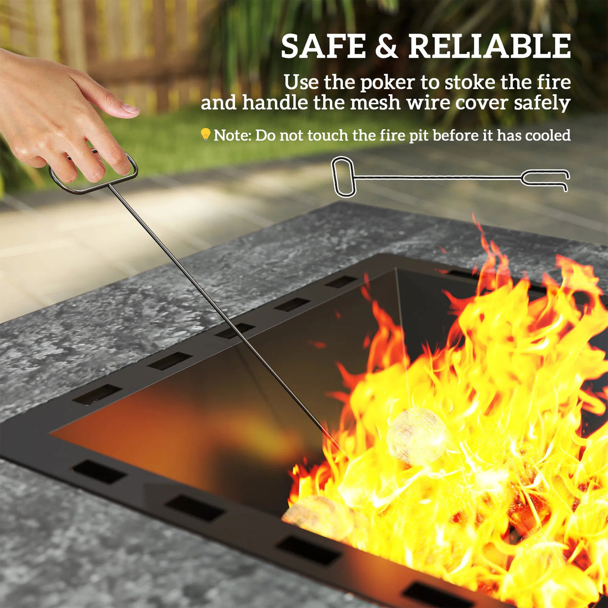 Athenas Decor Stone-Texture Wood-Burning Fire Pit, Charcoal Grey
