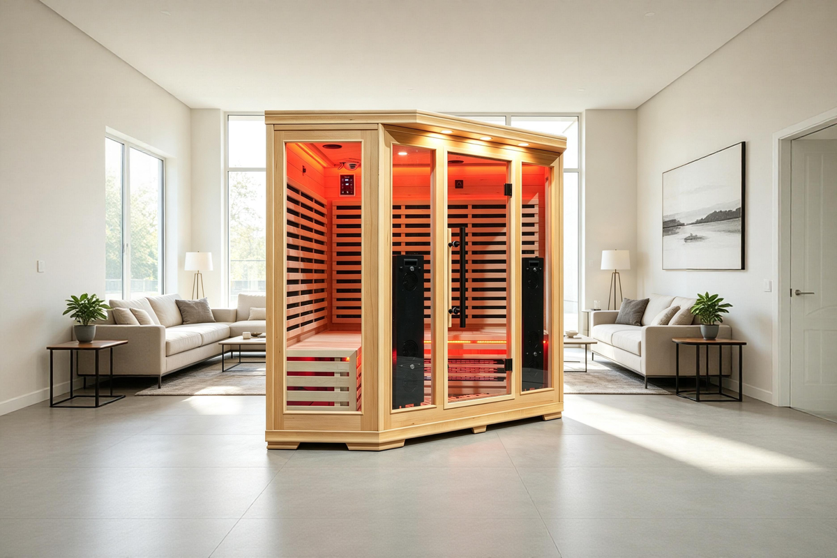 Blisspod Vienna RED 4–5 Person Full-Spectrum Infrared Corner Sauna