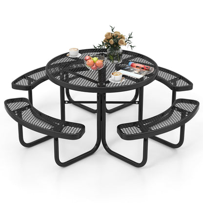 DirectDeals 45-Inch Round Outdoor Picnic Table & Bench Set, Black
