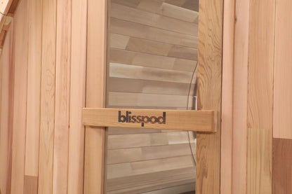 Blisspod Prague Red Cedar Barrel Sauna with Glass Back & Porch Seats