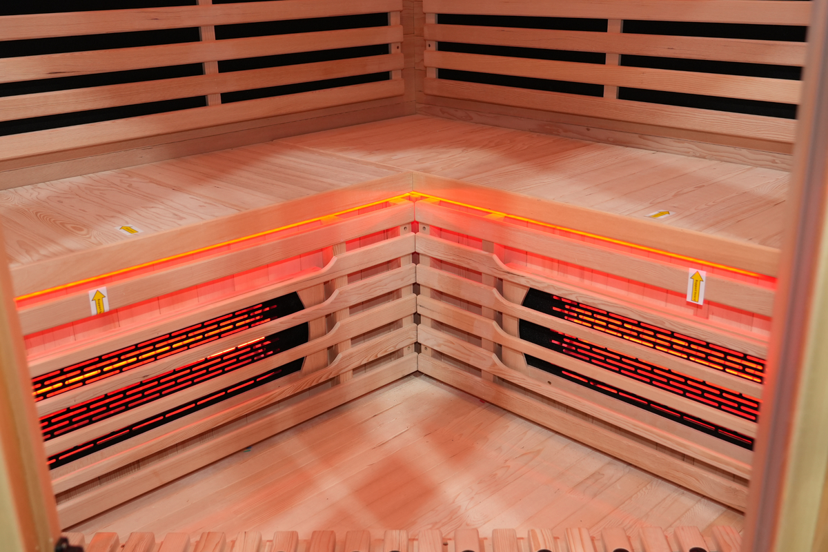 Blisspod Vienna RED 4–5 Person Full-Spectrum Infrared Corner Sauna