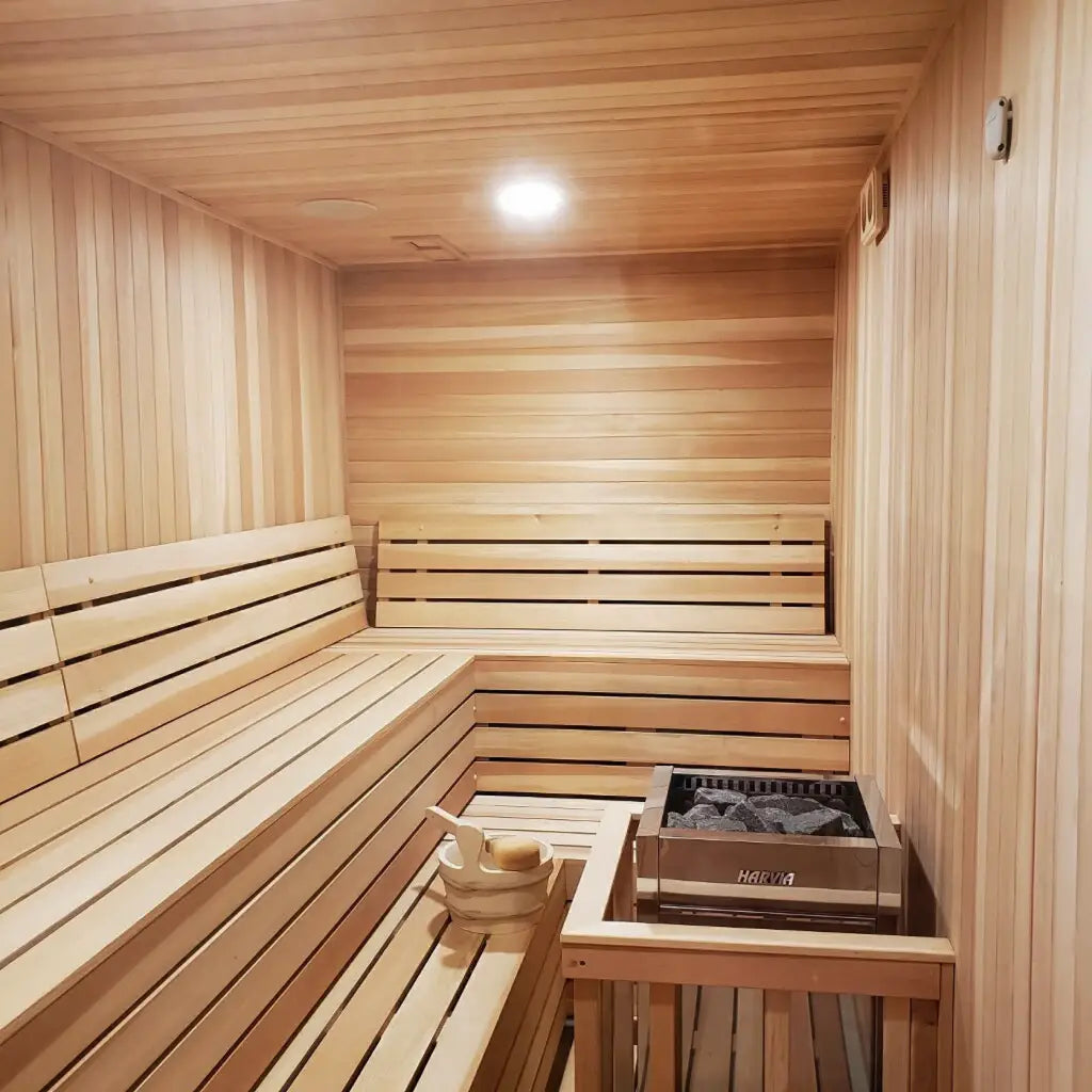 Finnish Sauna Builders 7 × 9 × 8 ft Indoor Sauna Room Kit