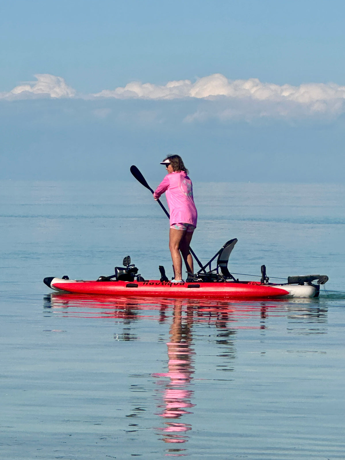 Nautiqua ARUBA Inflatable Fishing Pedal Kayak & Paddleboard, Red