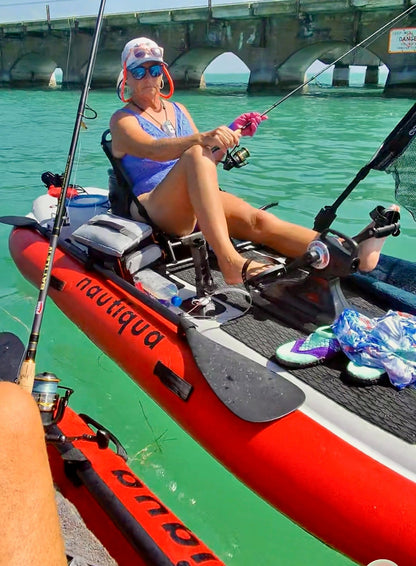 Nautiqua ARUBA Inflatable Fishing Pedal Kayak & Paddleboard, Red