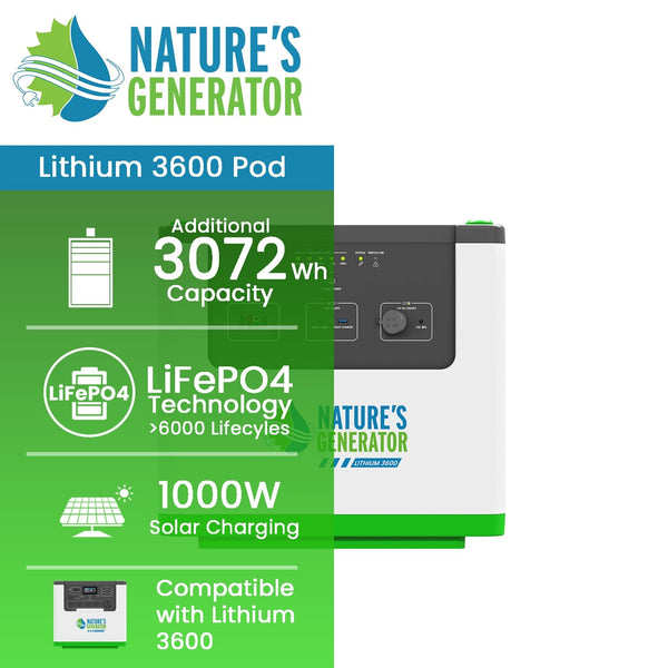 Nature's Generator L3600 Power Pod Expansion Battery, 3072Wh