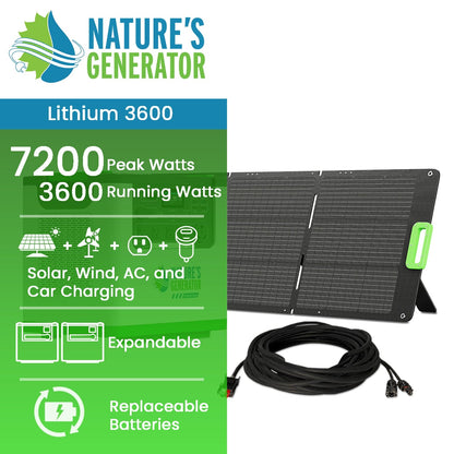 Nature's Generator L3600 Solar Generator Bundle, 3600W, 3072Wh