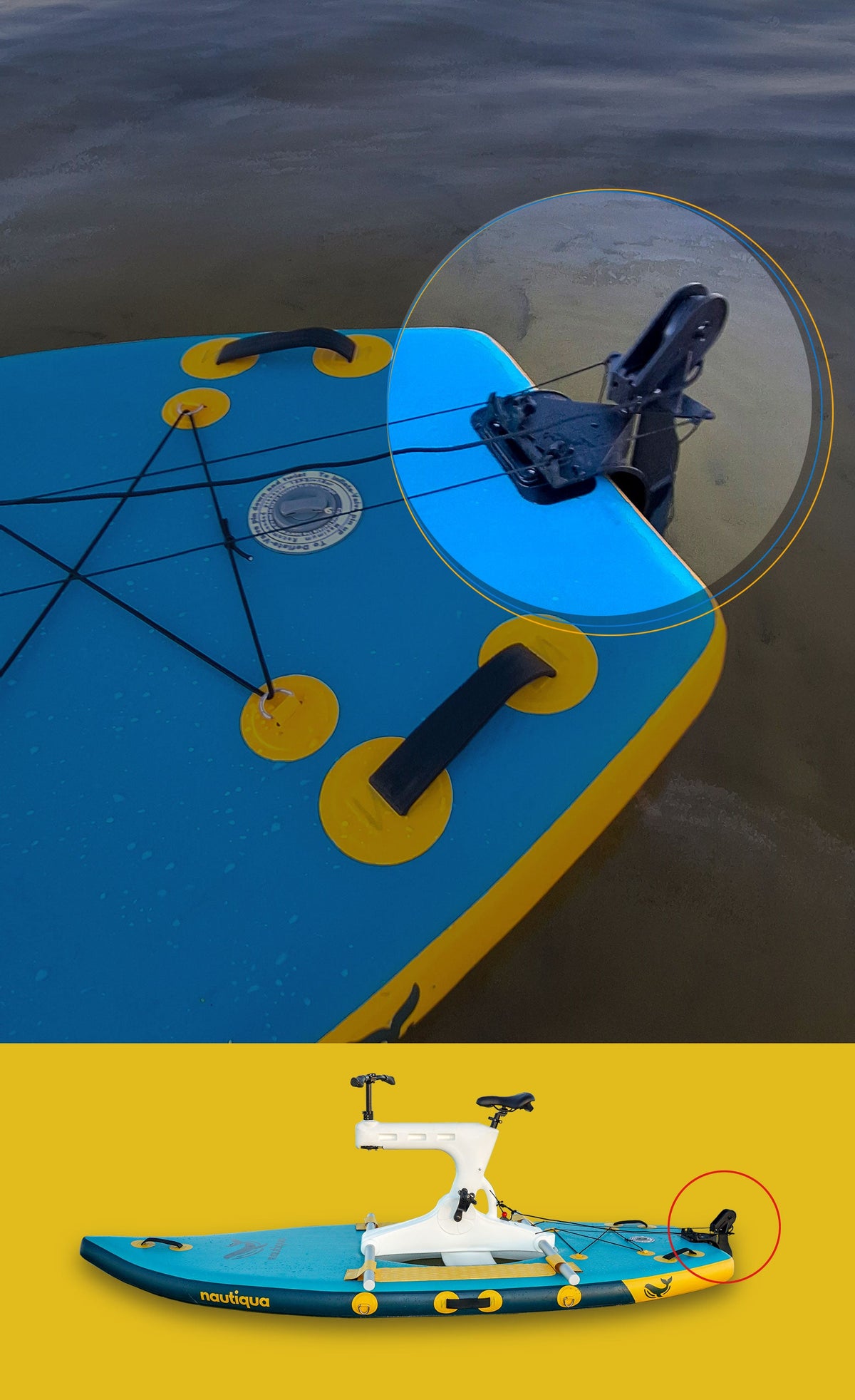 Nautiqua BELIZE Inflatable Paddleboard Water Bike with Pedal Drive