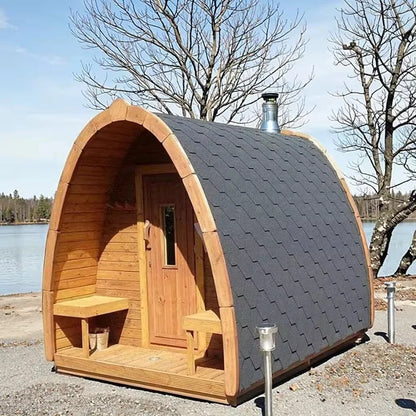 Athenas Decor Panoramic Outdoor Sauna with Glass Front, Build Options