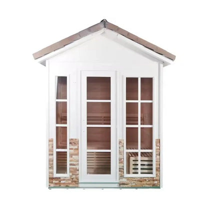 Athenas Decor Panoramic Outdoor Sauna with Glass Front, Build Options