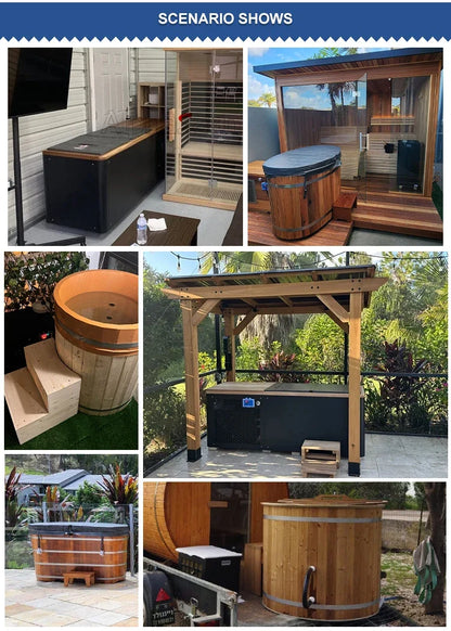 Athenas Decor Cedar Cold Plunge Tub with 1.5HP Chiller
