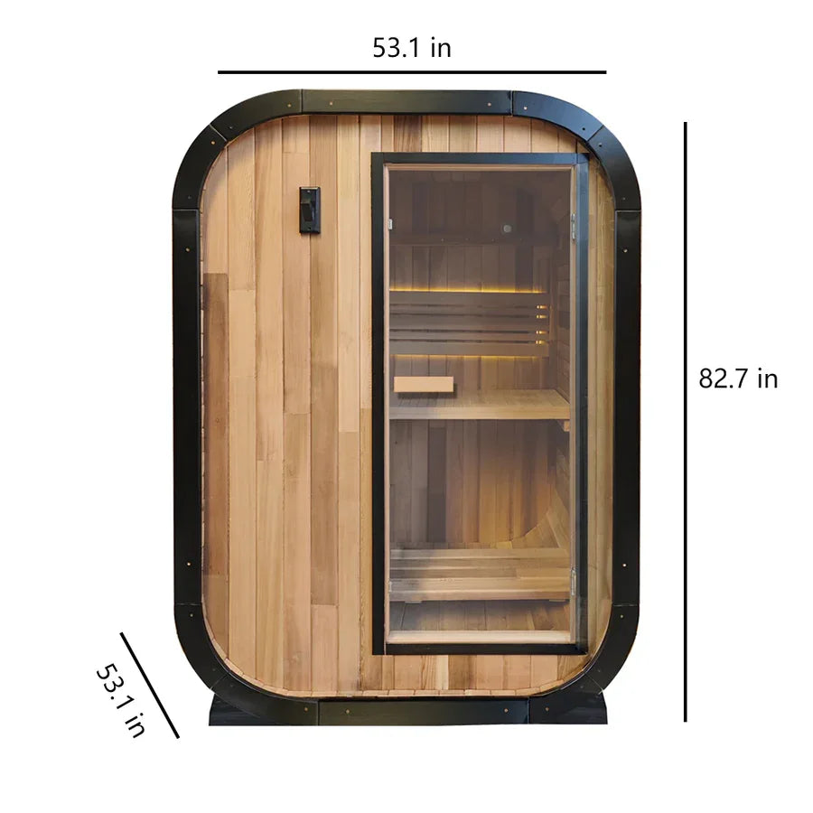 Athenas Decor Panoramic Outdoor Sauna with Glass Front, Build Options