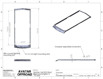 Avatar Offroad Ultra Low-Profile Roof Rack for Sprinter Vans