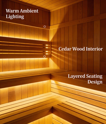 Athenas Decor Panoramic Outdoor Sauna with Glass Front, Build Options