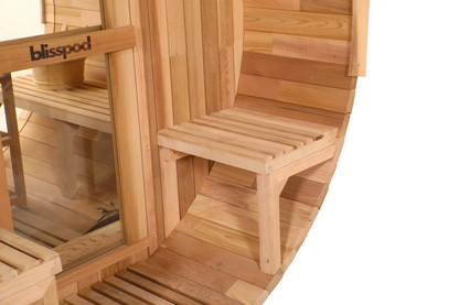 Blisspod Prague Red Cedar Barrel Sauna with Glass Back & Porch Seats