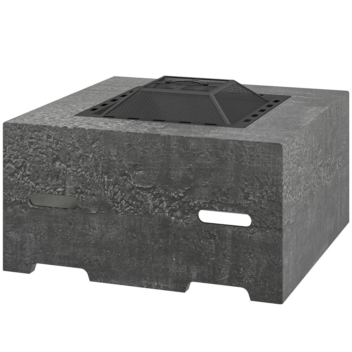 Athenas Decor Stone-Texture Wood-Burning Fire Pit, Charcoal Grey