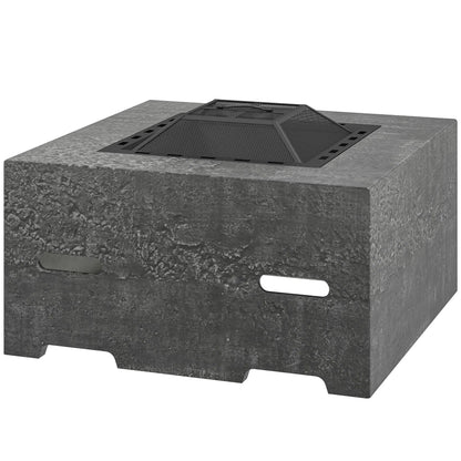Athenas Decor Stone-Texture Wood-Burning Fire Pit, Charcoal Grey