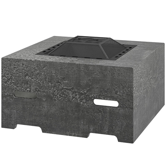 Athenas Decor Stone-Texture Wood-Burning Fire Pit, Charcoal Grey