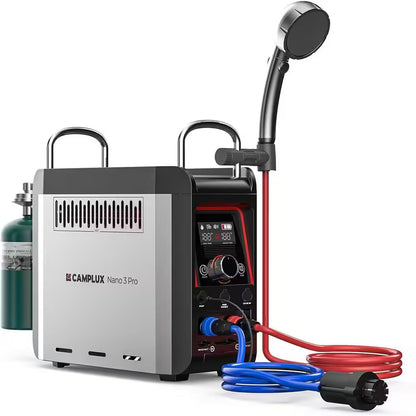 Nano 20500 BTU Outdoor Portable 1 Lb. Propane Water Heater W/4000Mah Rechargeable Battery for Showering Cleaning 0.8 GPM
