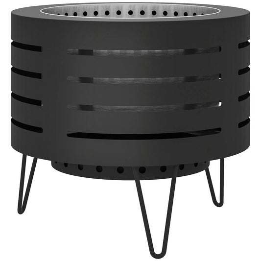 Athenas Decor Round Wood-Burning Fire Pit with Ash Tray & Poker