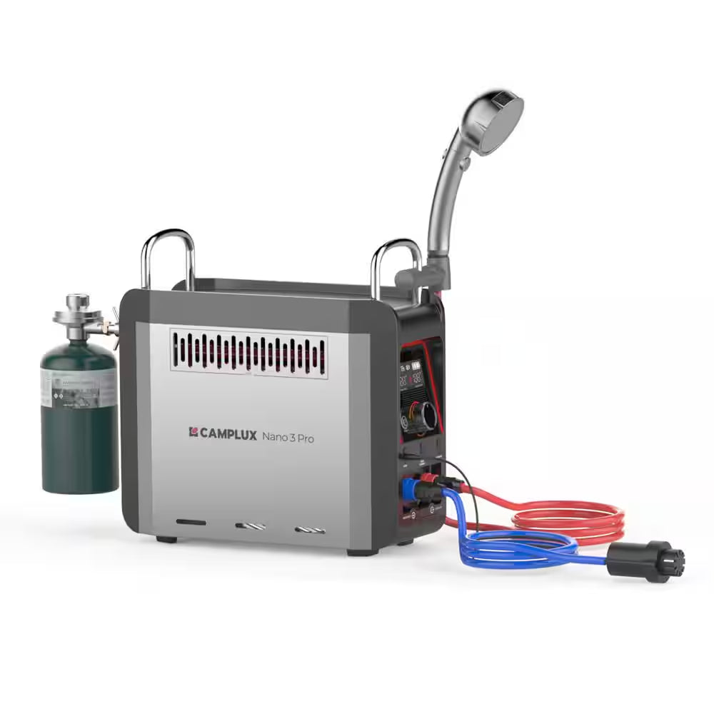 Nano 20500 BTU Outdoor Portable 1 Lb. Propane Water Heater W/4000Mah Rechargeable Battery for Showering Cleaning 0.8 GPM