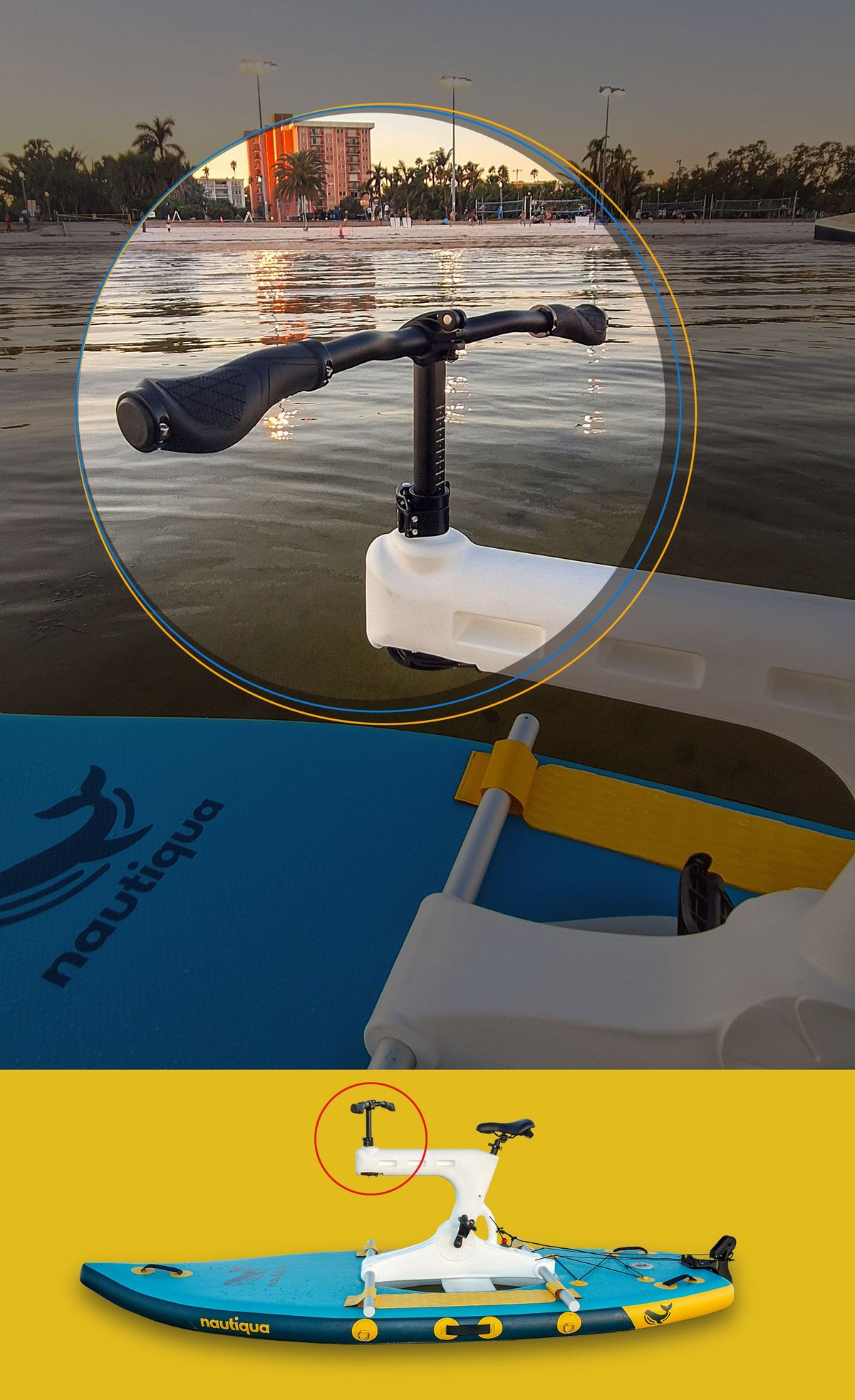 Nautiqua BELIZE Inflatable Paddleboard Water Bike with Pedal Drive