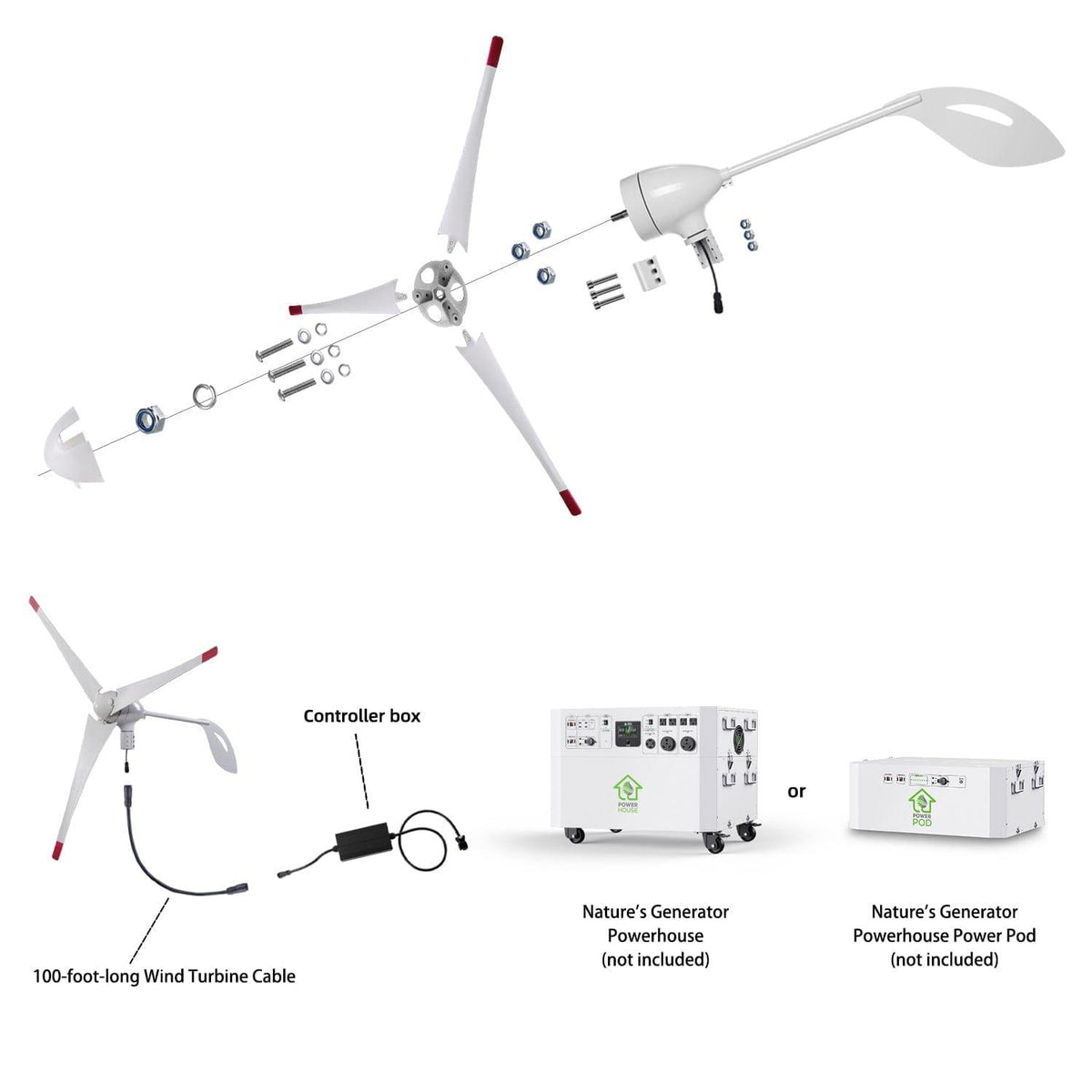 Nature's Generator Powerhouse Gen 2 Solar & Wind Generator Bundle