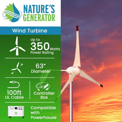 Nature's Generator 350W Wind Turbine with Controller & 100-Foot Cable