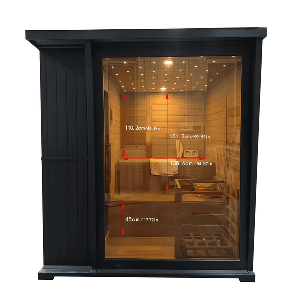 DONJOHNSTYLE4URHOME 4-Person Hemlock Sauna with 9kW Heater, Black
